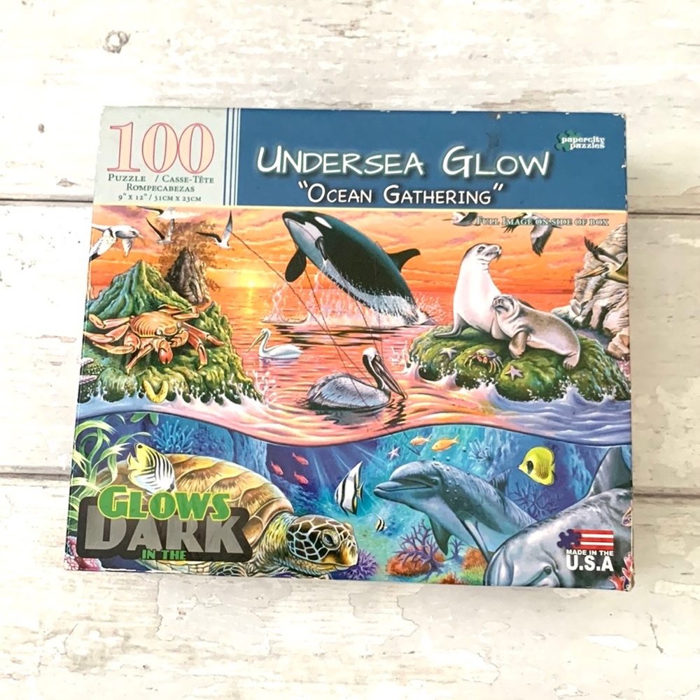 Kids 100pc Puzzle Under Sea Ocean Gathering Glow In the Dark Animals Toys